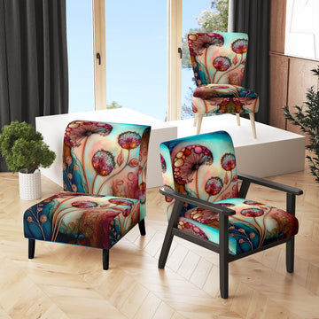 Magenta Retro Flowers - Upholstered Traditional Accent Chairs